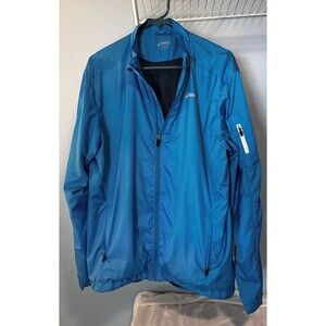 ASICS Women’s bright Blue And Black Windbreaker Full Zip Jacket size Large